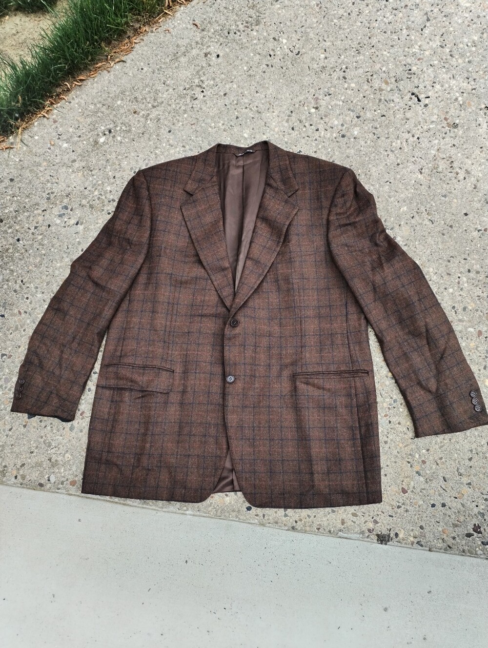 Canali Brown Plaid Sport Coat with Subtle Windowpane